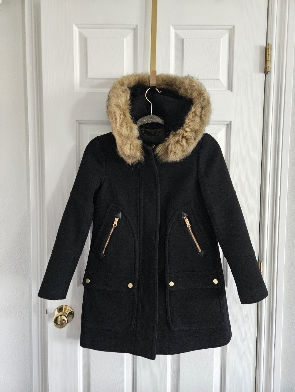 NWOT J.Crew Chateau Wool Italian Stadium Cloth Hooded Parka- 000Petite